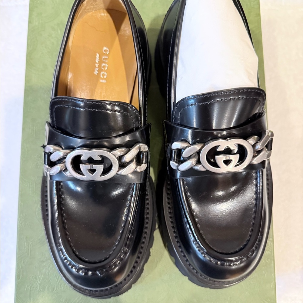 Gucci Black Leather Loafers